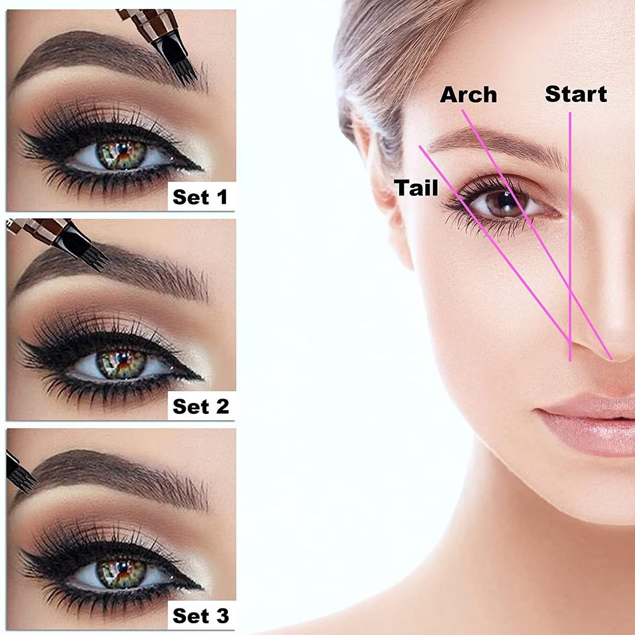 4-Prong Waterproof Eyebrow Pencil