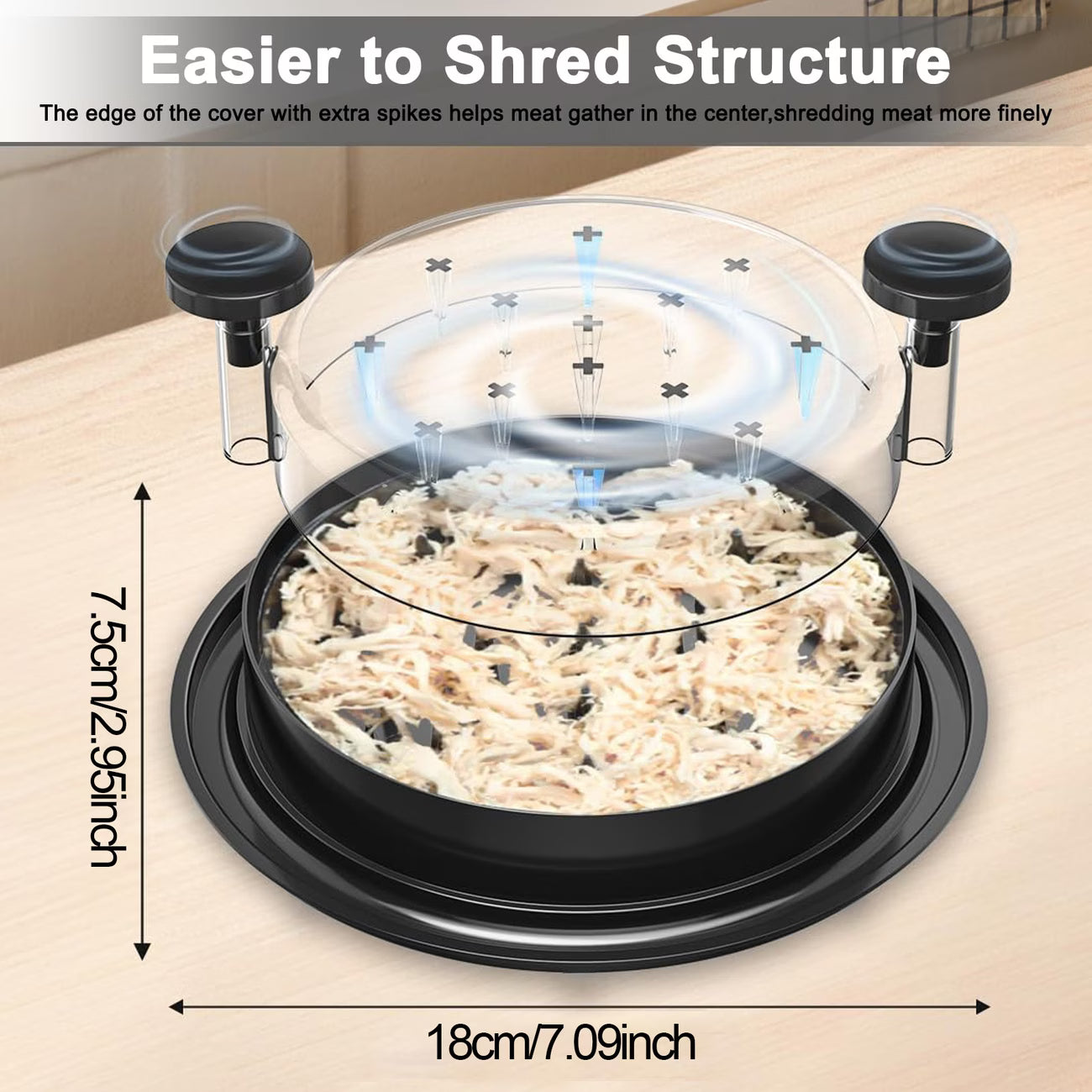 Chicken Shredder Pro Black with Clear Lid