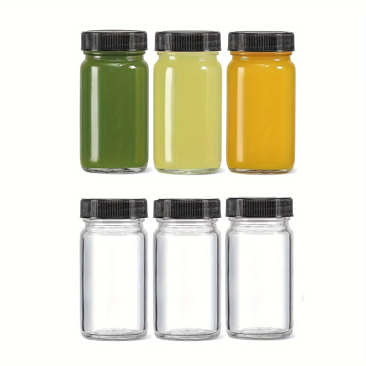 6pcs Mini Glass Bottles for Ginger Shots andJuices