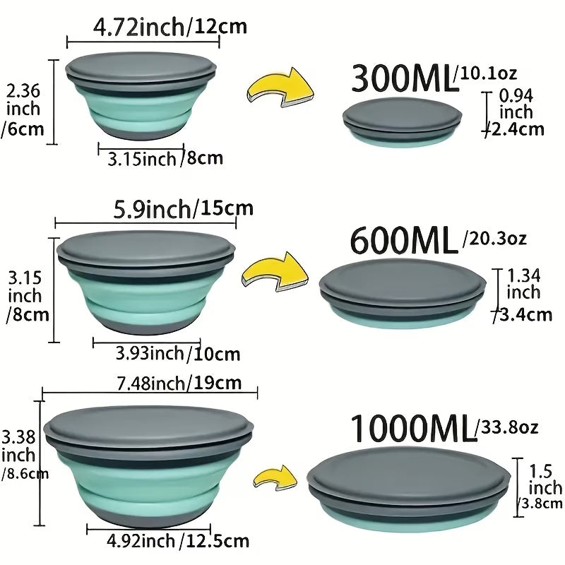 Foldable Food Storage Bowls with Lids 3 pack
