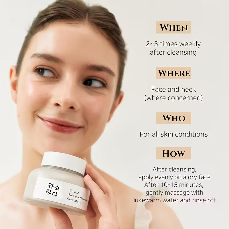 Korean Glow Mask with Rice and Honey for dry skin