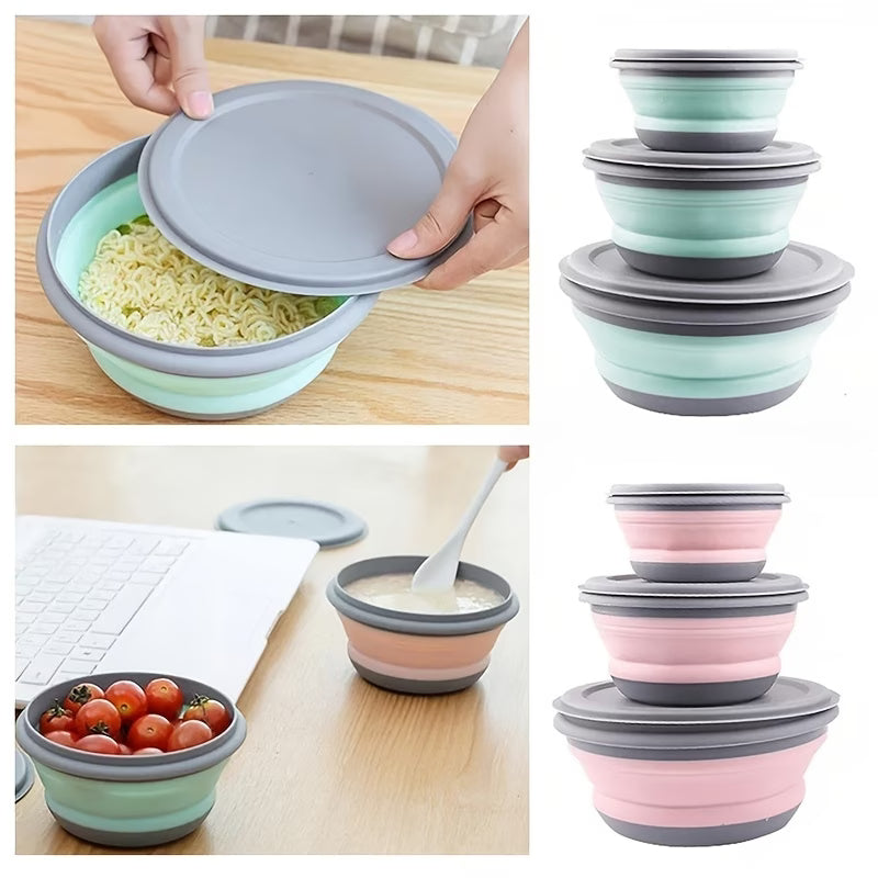 Foldable Food Storage Bowls with Lids 3 pack