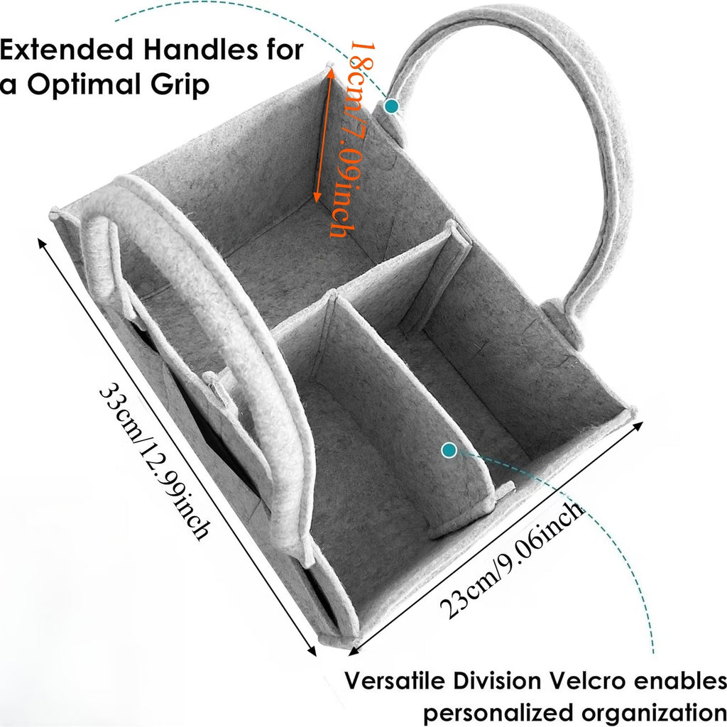Partitioned Felt Storage and Diaper Bag