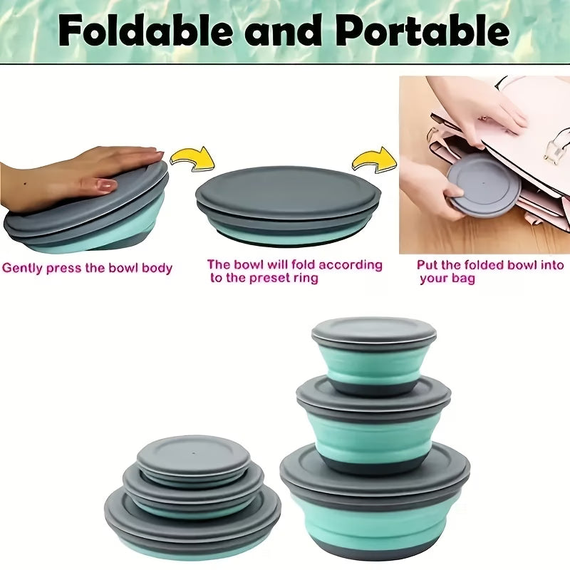 Foldable Food Storage Bowls with Lids 3 pack