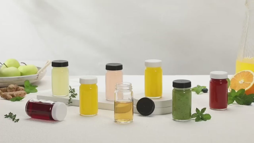 6pcs Mini Glass Bottles for Ginger Shots andJuices