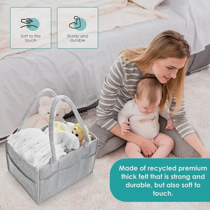 Partitioned Felt Storage and Diaper Bag